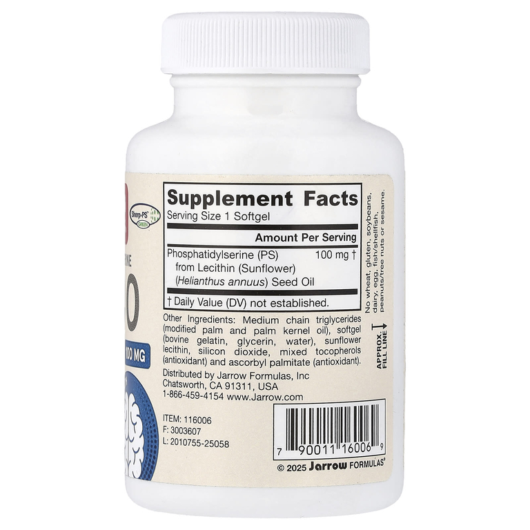 Jarrow Formulas, фосфатидилсерин, 100 мг, 60 капсул