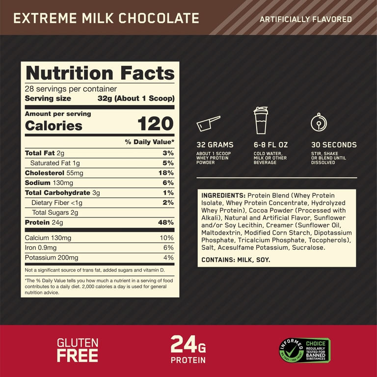 Optimum Nutrition, сывороточный протеин, со вкусом молочного шоколада, 907 г (2 фунта)
