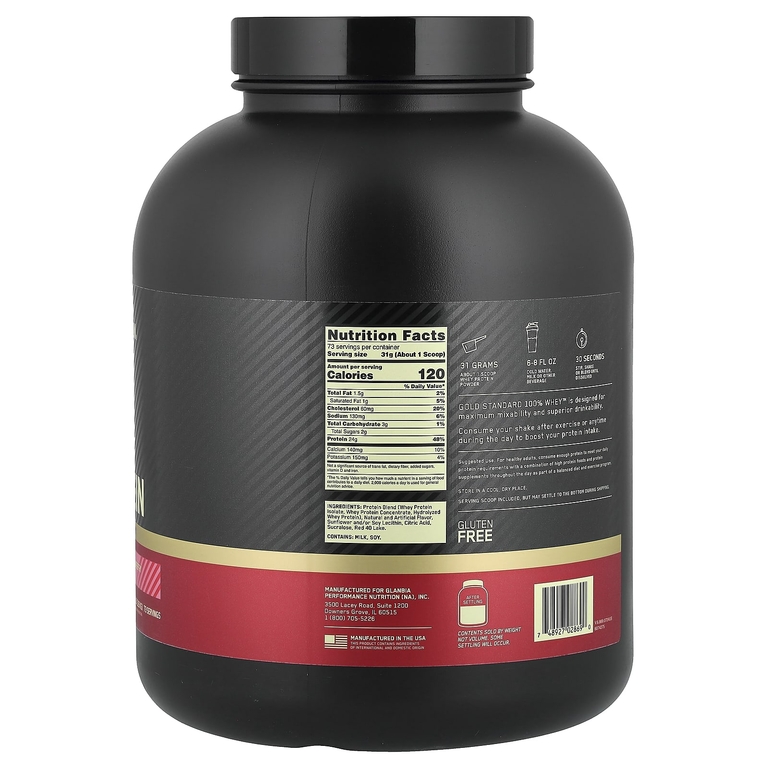 Optimum Nutrition, сывороточный протеин, со вкусом вкусная клубника, 2,27 кг (5 фунтов)