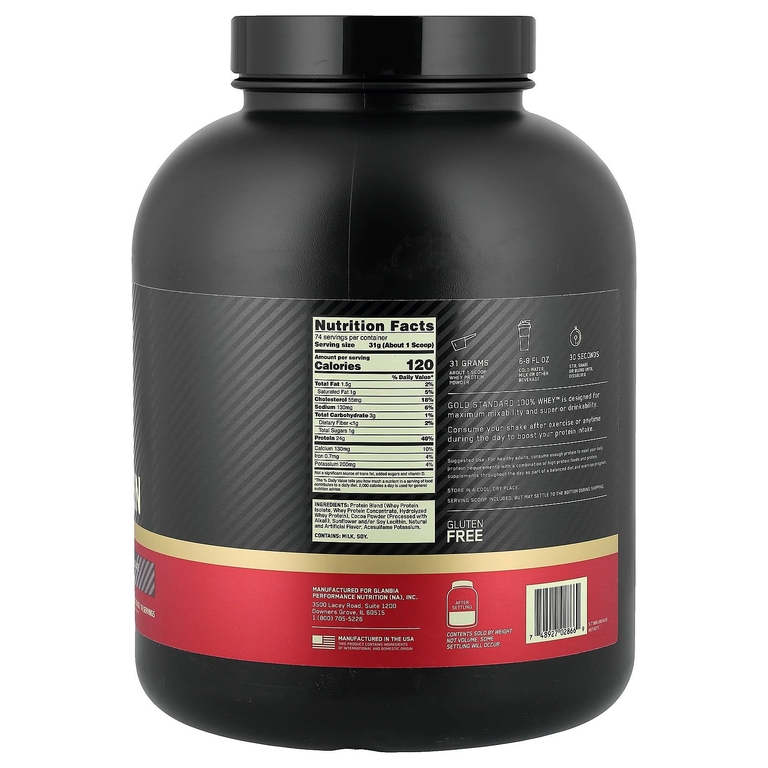 Optimum Nutrition, сывороточный протеин, со вкусом двойного шоколада, 2,29 кг (5,05 фунта)