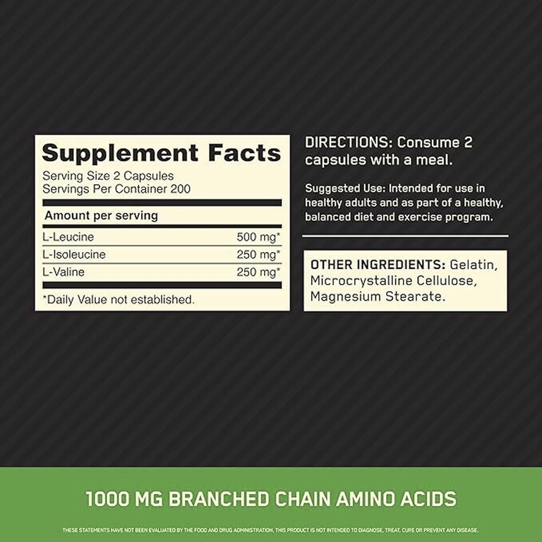 Optimum Nutrition, аминокислоты с разветвлённой цепью, 400 капсул (500 мг в 1 капсуле)
