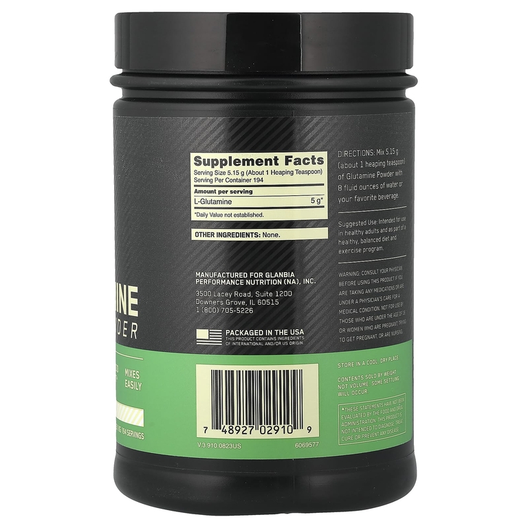 Optimum Nutrition, Глютамин в порошке, неароматизированный, 2,2 фунта (1 кг)