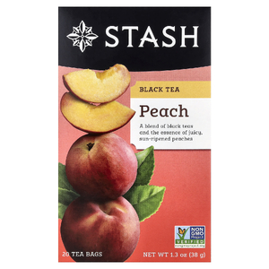Stash Tea, Черный чай, персик, 20 чайных пакетиков, 38 г (1,3 унции)