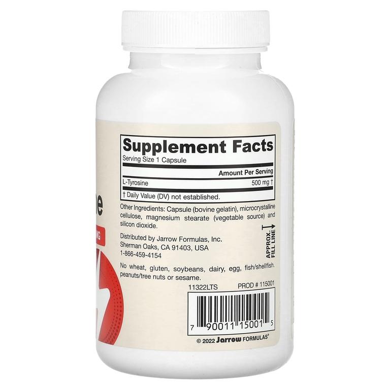 Jarrow Formulas, L-тирозин, 500 мг, 100 капсул