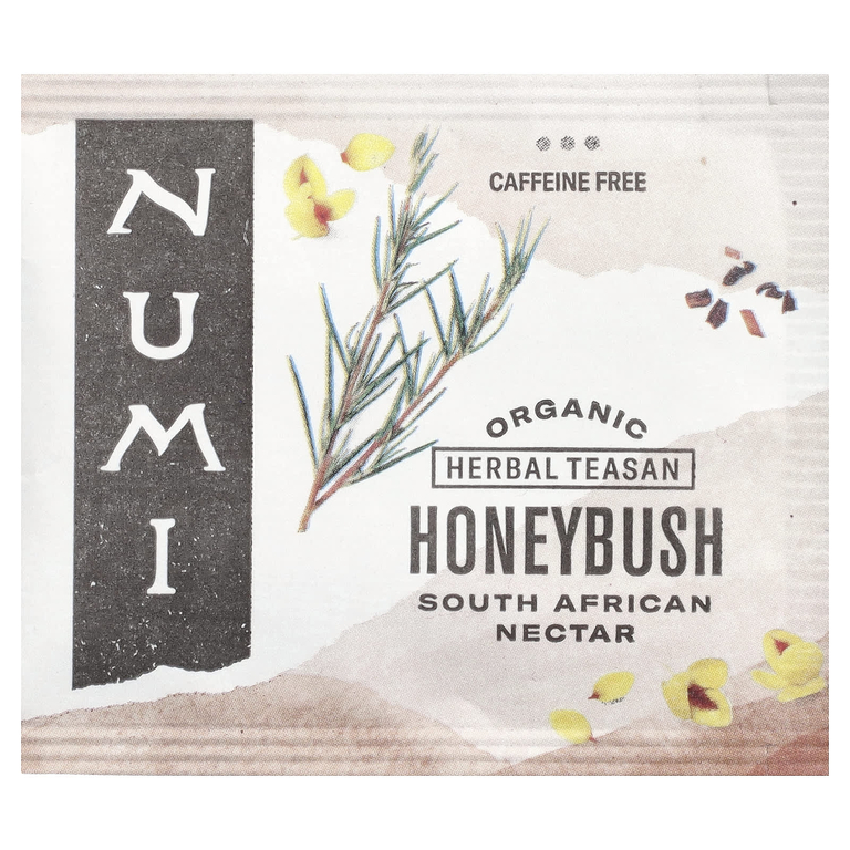 Numi Tea, растительный чай, ханибуш, без кофеина, 18 чайных пакетиков без ГМО, 43,2 г (1,52 унции)