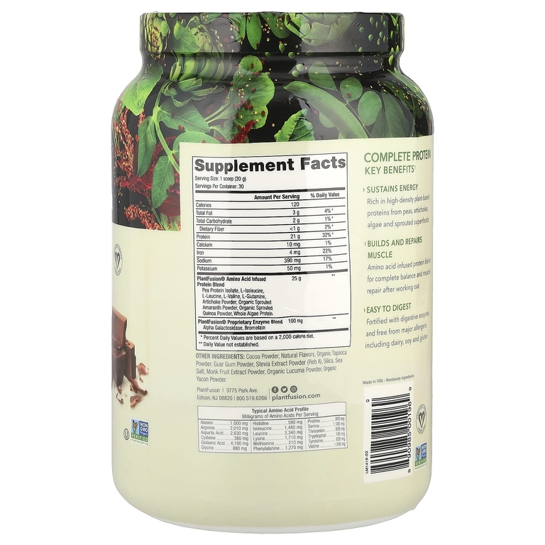 PlantFusion, растительный протеин, насыщенный шоколад, 900 г (2 фунта)