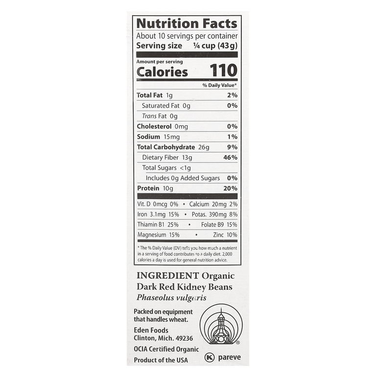 Eden Foods, органическая фасоль, 454 г (16 унций)