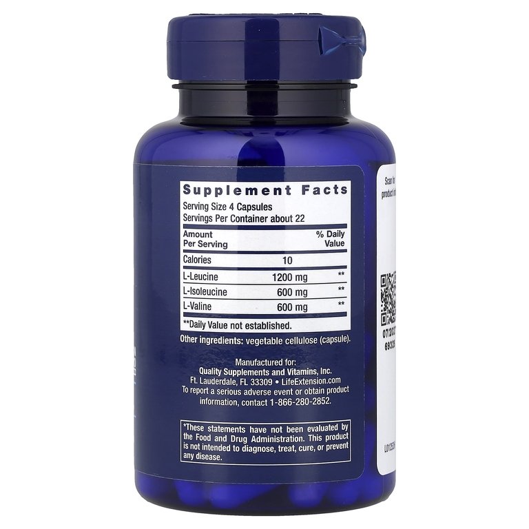 Life Extension, аминокислоты с разветвленной цепью, 90 капсул