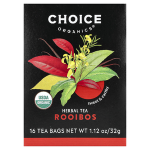 Choice Organics, растительный чай, ройбуш, без кофеина, 16 чайных пакетиков, 32 г (1,12 унции)