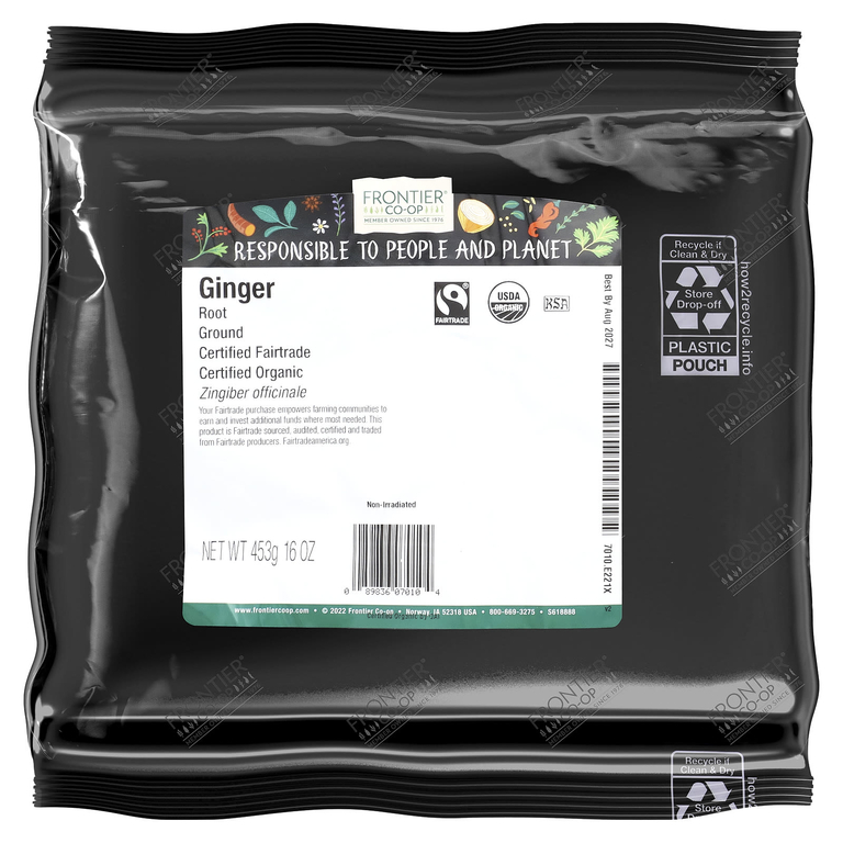 Frontier Co-op, Молотый корень органического имбиря, 453 г (16 унции)