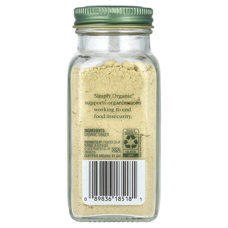 Simply Organic, имбирь, 46 г (1,64 унции)