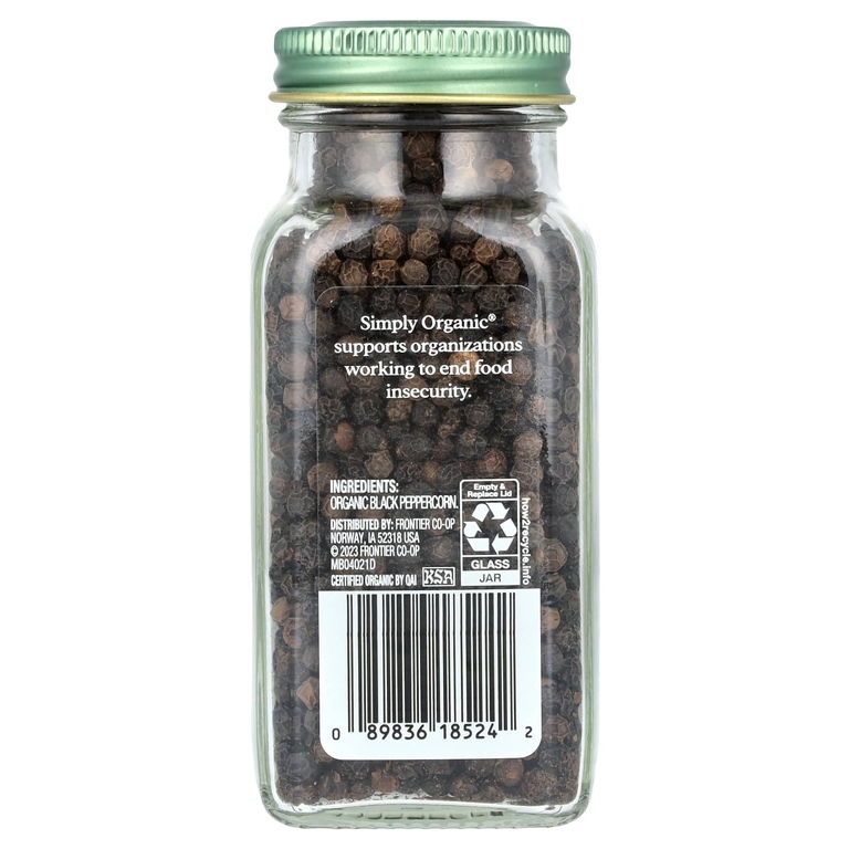 Simply Organic, Зерна черного перца, 2.65 унций (75 г)