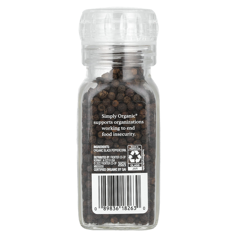 Simply Organic, черный перец горошком, 75 г (2,65 унции)