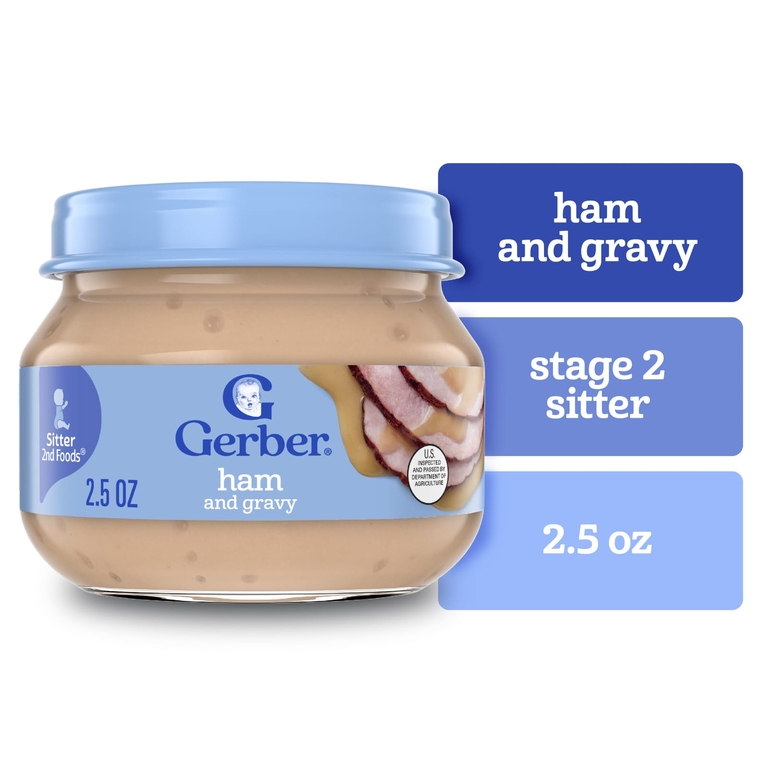 Gerber, пюре с ветчиной и подливой, 71 г (2,5 унции)