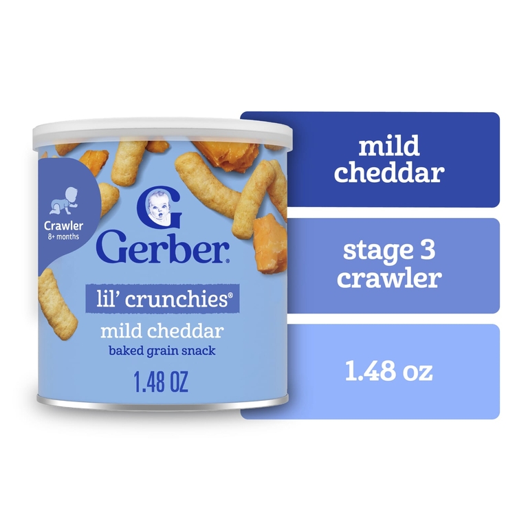 Gerber, запечённый злаковый снек, для детей от 8 месяцев, мягкий чеддер, 42 г (1,48 унции)