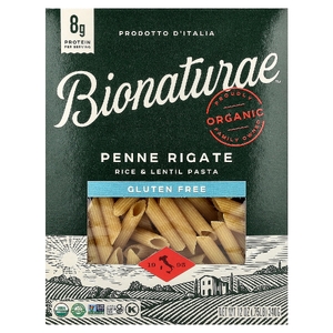 Bionaturae, Паста из риса и чечевицы без глютена, пенне ригате, 340 г (12 унций)