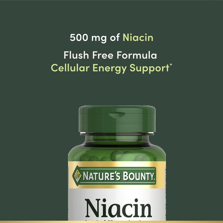 Nature's Bounty, Ниацин, без смыва, 500 мг, 120 капсул
