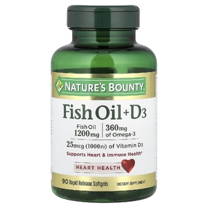 Nature's Bounty, Рыбий жир + D3, 90 быстро высвобождаемых мягких капсул