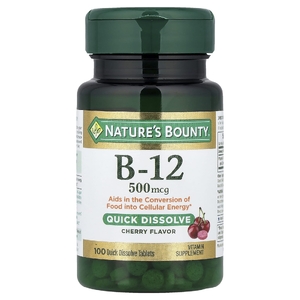 Nature's Bounty, Витамин B12, вишня, 500 мкг, 100 быстро растворимых таблеток