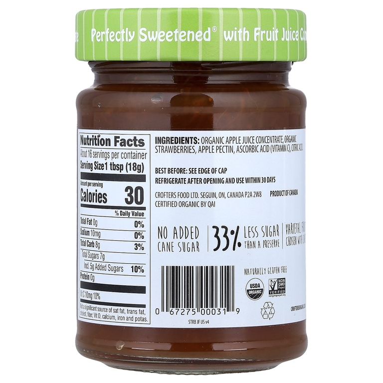 Crofter's Organic, органический спред Just Fruit®, со вкусом клубники, 283 г (10 унций) (Товар снят с продажи) 