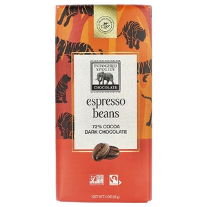 Endangered Species Chocolate, Зерна эспрессо + темный шоколад, 72% какао, 85 г (3 унции)
