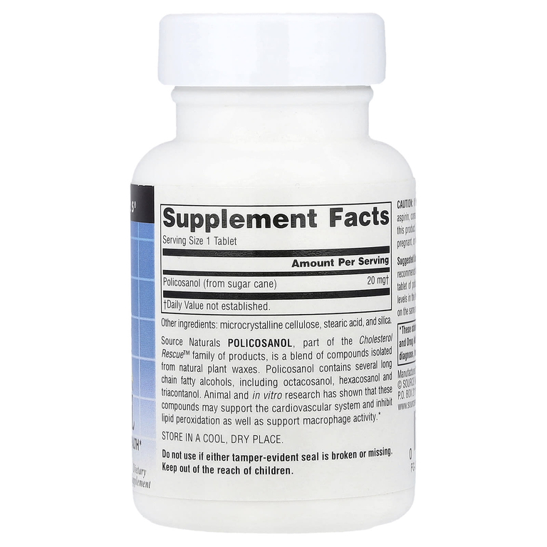 Source Naturals, Поликосанол, 20 мг, 60 таблеток