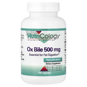 Nutricology, бычья желчь, 500 мг, 100 растительных капсул