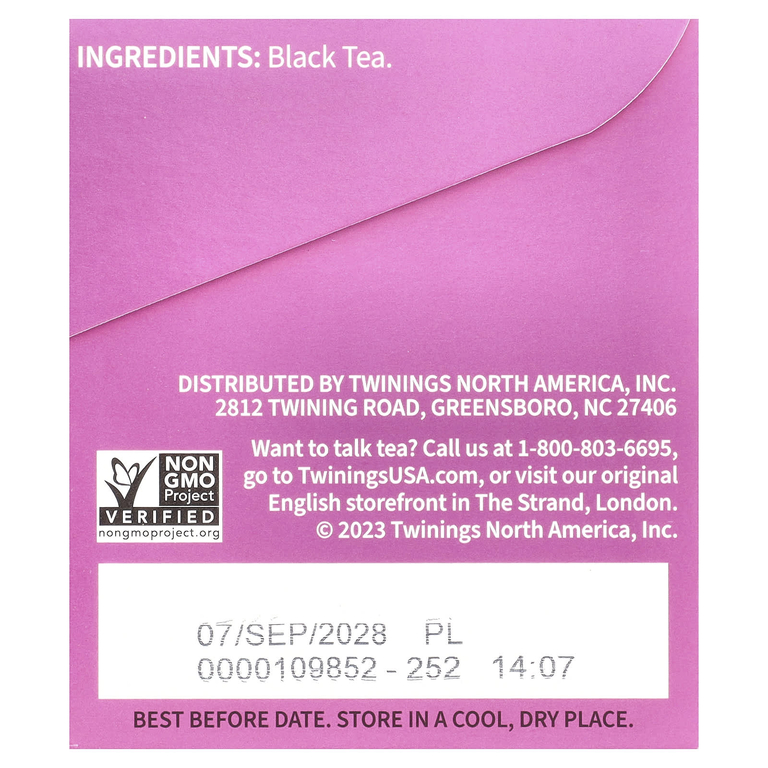 Twinings, 100% чистый черный чай, Дарджилинг, 20 чайных пакетиков, 40 г (1,41 унции)