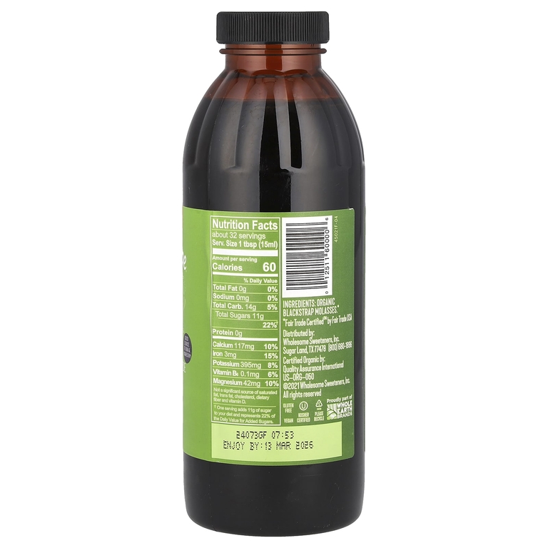 Wholesome Sweeteners, Органическая патока, несульфированная, 473 мл (16 жидк. унц.)