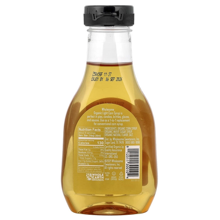 Wholesome Sweeteners, Органический легкий кукурузный сироп, 228 г (7,7 жидк. унц.)