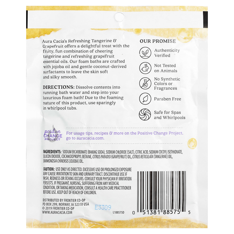 Aura Cacia, Пенная ванна для ароматерапии, мандарин и грейпфрут, 70,9 г (2,5 унции) (Товар снят с продажи) 
