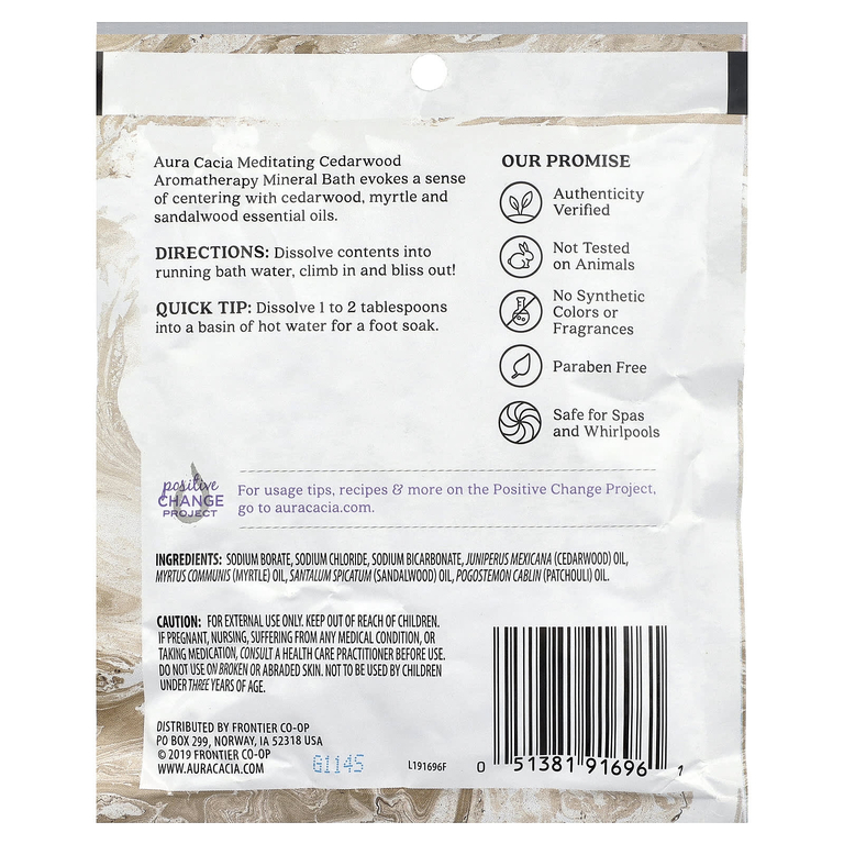 Aura Cacia, добавка для ванны с ароматерапевтическими минералами, кедр, 70,9 г (2,5 унции)