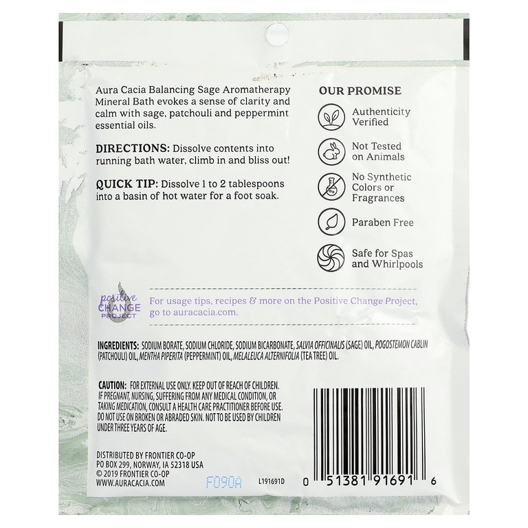 Aura Cacia, Ароматерапевтическая минеральная ванна, шалфей, 70,9 г (2,5 унции) (Товар снят с продажи) 