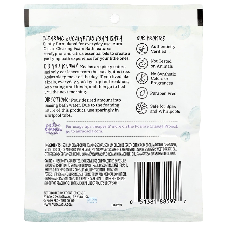 Aura Cacia, очищающая пена для ванны, эвкалипт, 70,9 г (2,5 унции)