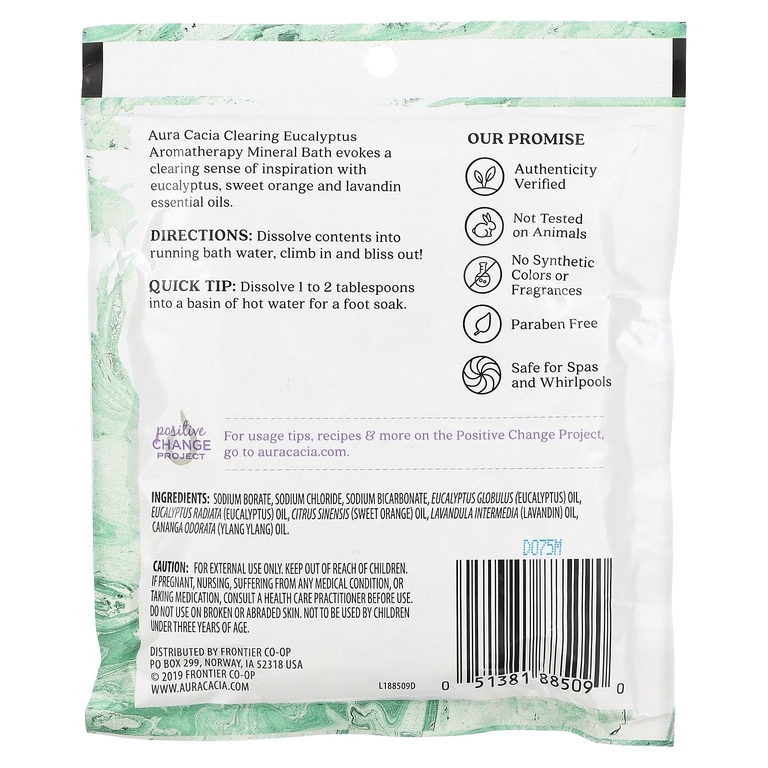 Aura Cacia, Минеральная ванна для ароматерапии, очищающий эвкалипт, 70,9 г (2,5 унции) (Товар снят с продажи) 