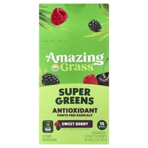 Amazing Grass, смесь зелени, антиоксиданты, сладкие ягоды, 15 пакетиков по 7 г