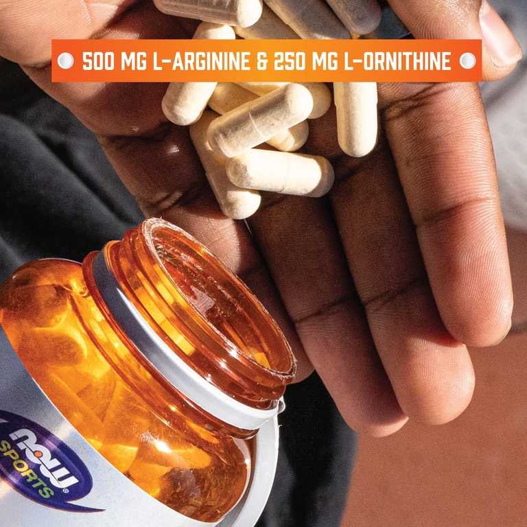 NOW Foods, Спорт, аргинин и орнитин, 250 растительных капсул
