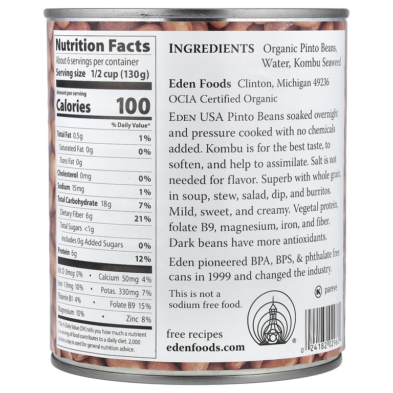 Eden Foods, органическая фасоль пинто, 822 г (29 унций)