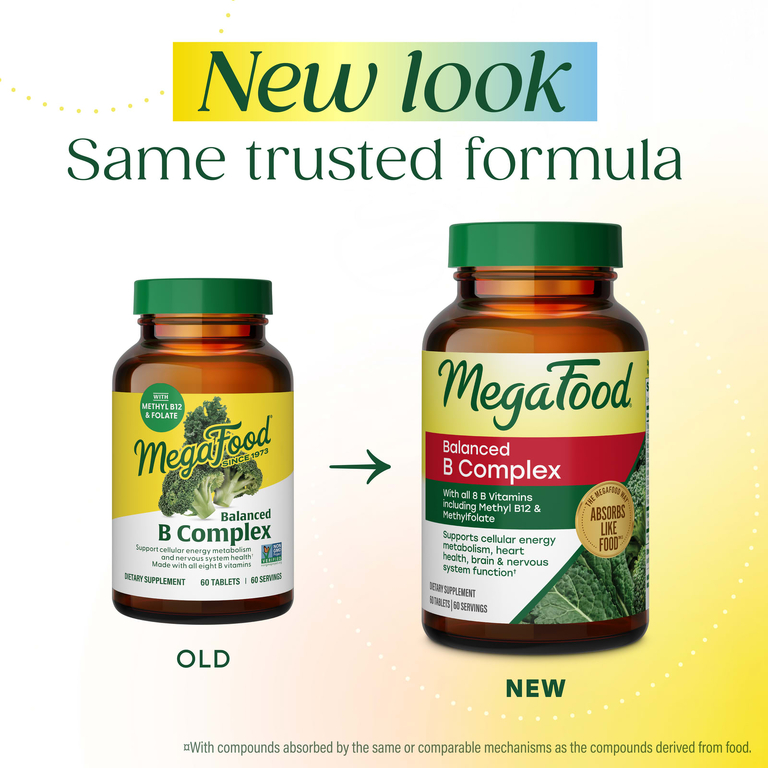 MegaFood, сбалансированный комплекс витаминов группы В, 60 таблеток