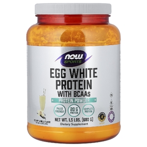 NOW Foods, Спортивный активный образ жизни, белок яичного белка с BCAA, сливочная ваниль, 1,5 фунта (680 г)