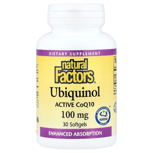 Natural Factors, убихинол, активный коэнзим Q10, 30 капсул