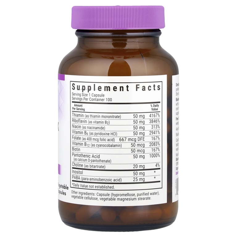 Bluebonnet Nutrition, витамины группы B, 100 вегетарианских капсул