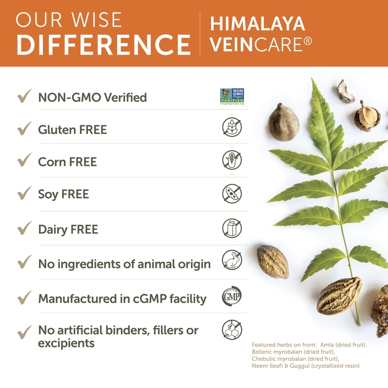 Himalaya, растительный комплекс для поддержки нормального кровообращения и стабильности вен, 60 вегетарианских капсул