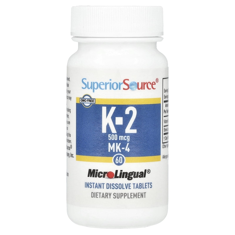 Superior Source, витамин K-2, 500 мкг, 60 быстрорастворимых таблеток