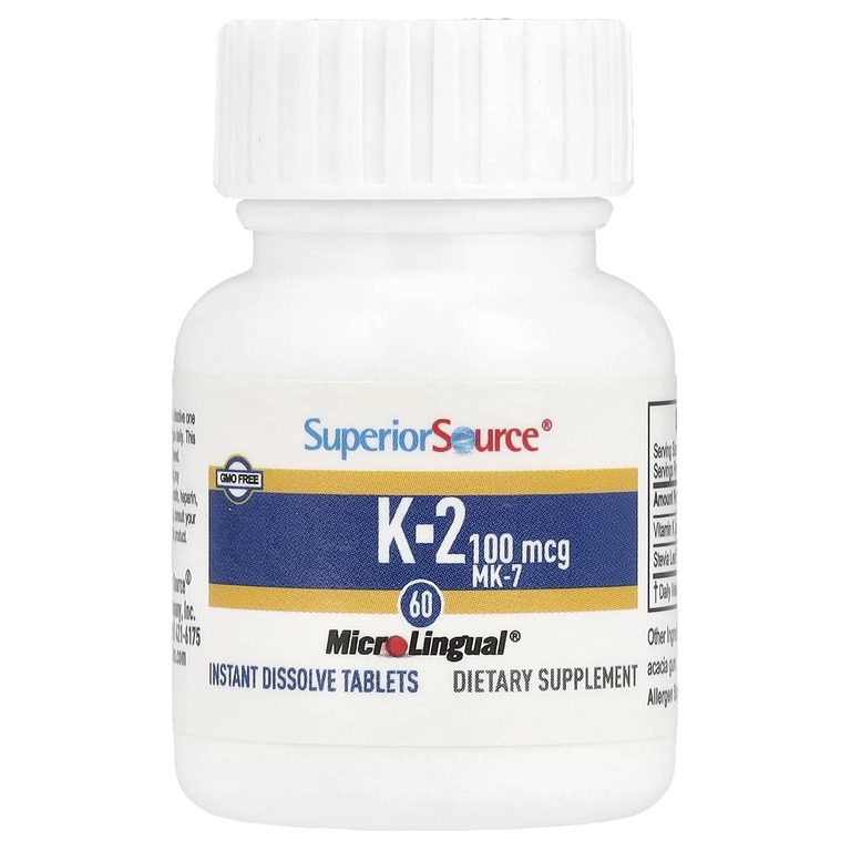 Superior Source, витамин K2, 100 мкг, 60 быстрорастворимых таблеток