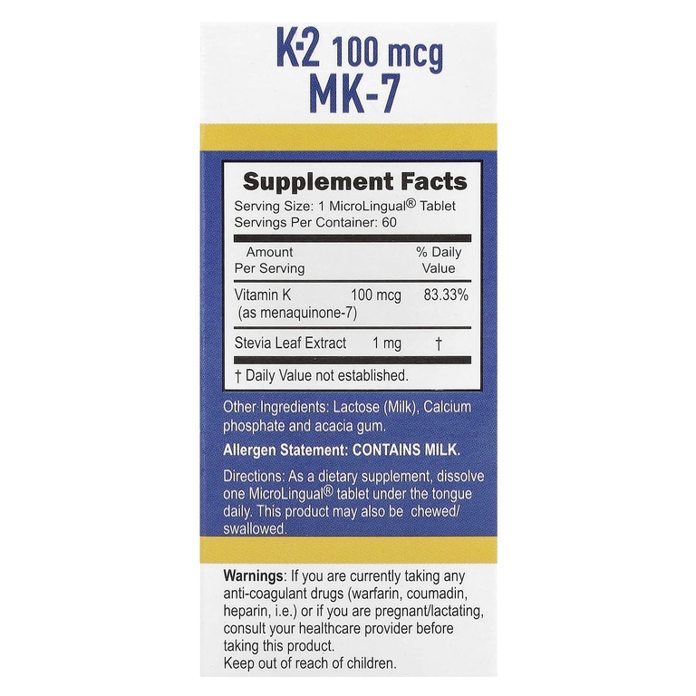 Superior Source, витамин K2, 100 мкг, 60 быстрорастворимых таблеток