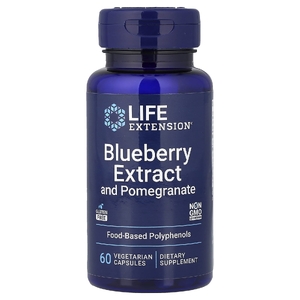 Life Extension, экстракт черники с гранатом, 60 вегетарианских капсул