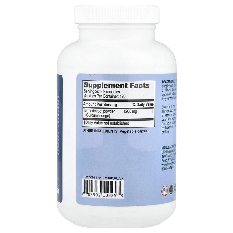 Life Enhancement, Корень куркумы, 240 вегетарианских капсул (600 мг на капсулу)