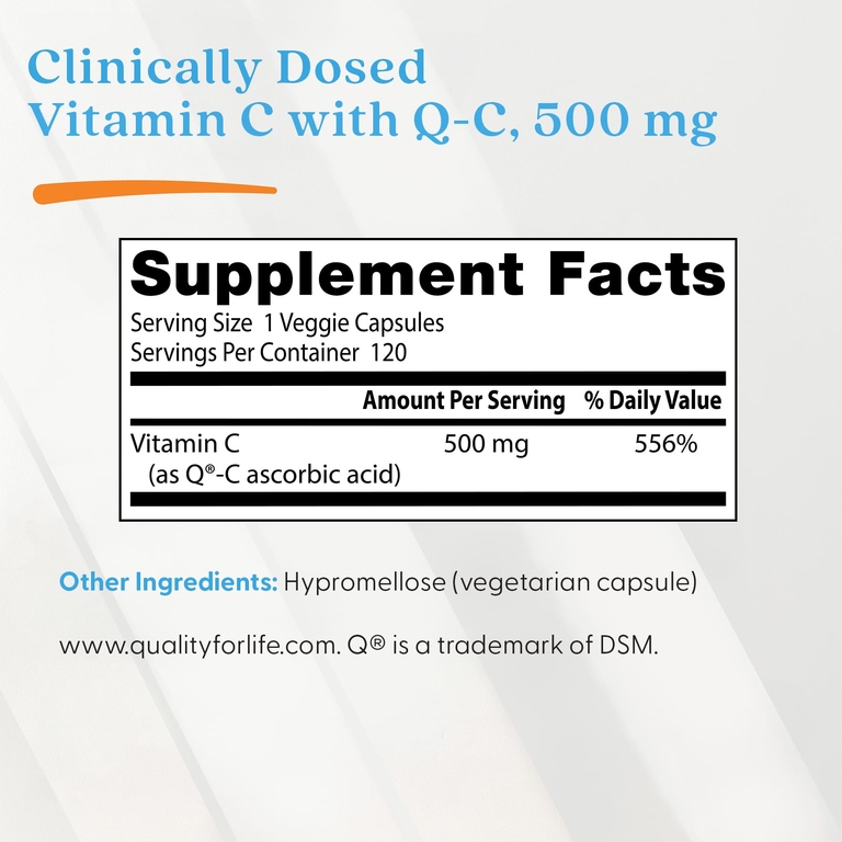 Doctor's Best, витамин C, 500 мг, 120 растительных капсул