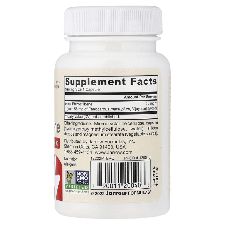 Jarrow Formulas, веганский транс-птеростильбен, 50 мг, 60 растительных капсул
